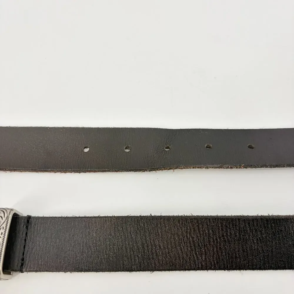 Urban Outfitters Leather Westerm Bels Sz S Silver Engraved Buckle Festival Boho